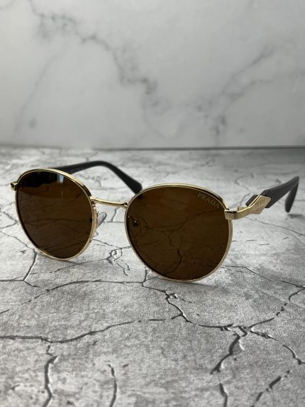 عینک زنانه پرادا رنگ مشکی طلایی دسته چوب– Prada