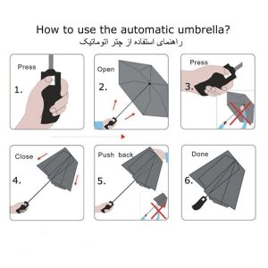 چتر تاشو دو فنره مدل 0279 با چراغ قوه قابل چرخش